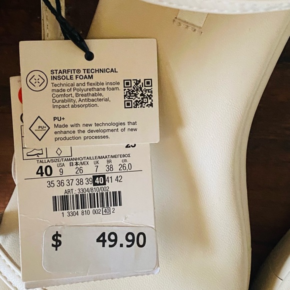 Zara NWT Cream Strappy Platform Sandals - Picture 5 of 7